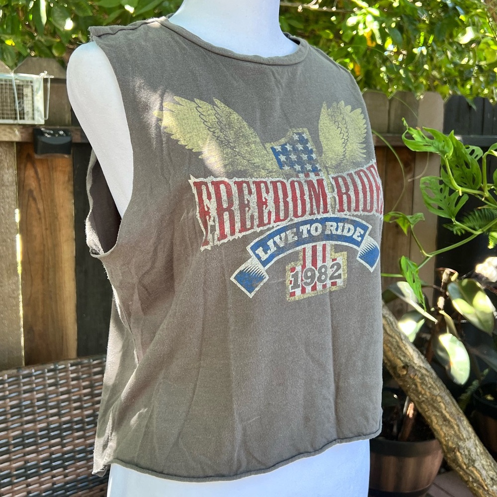 Forever 21 Gray Freedom Ride Muscle Tee